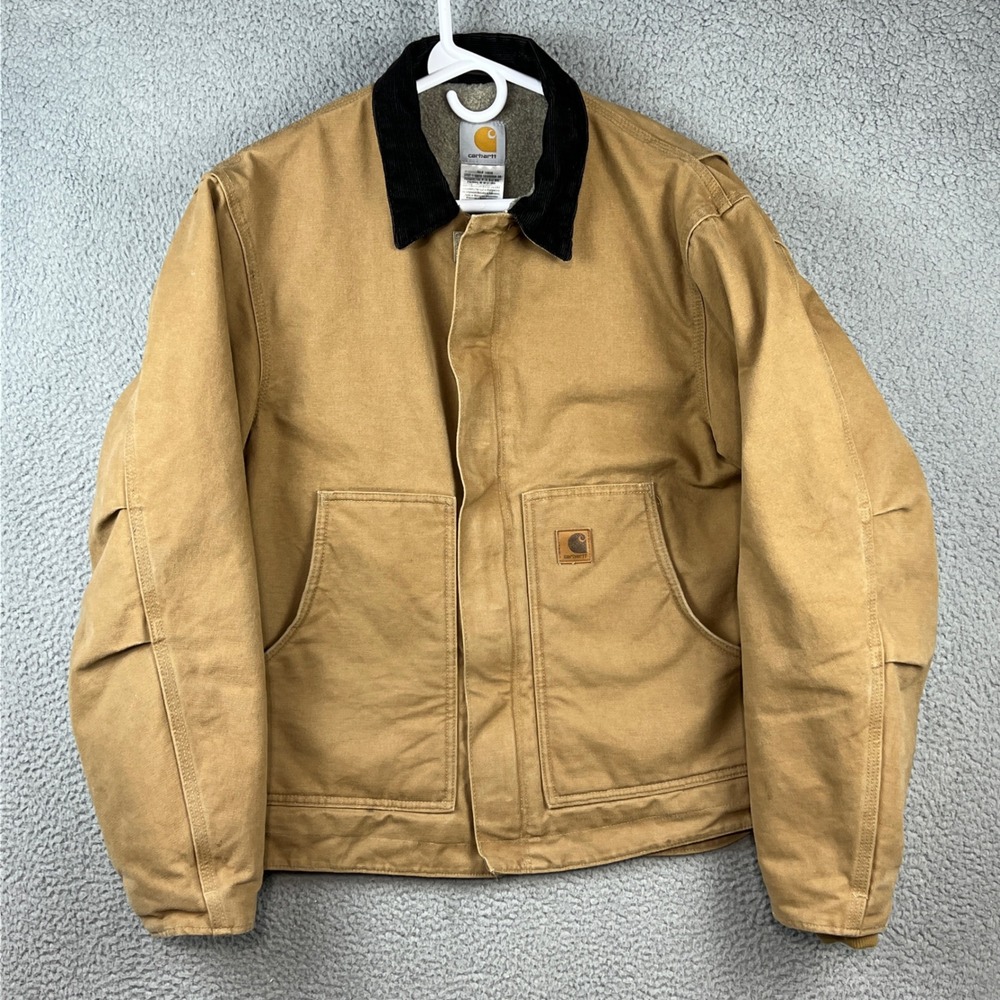 Carhartt J164 CML Sandstone Detroit Jacket Camel Brown Sherpa Lined Mens Medium